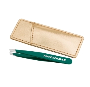 Emerald Shimmer Mini Slant Tweezer with Case