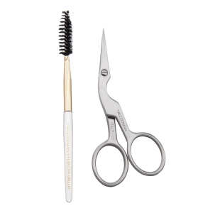 Image of Brow Shaping Scissors and Brush on white background